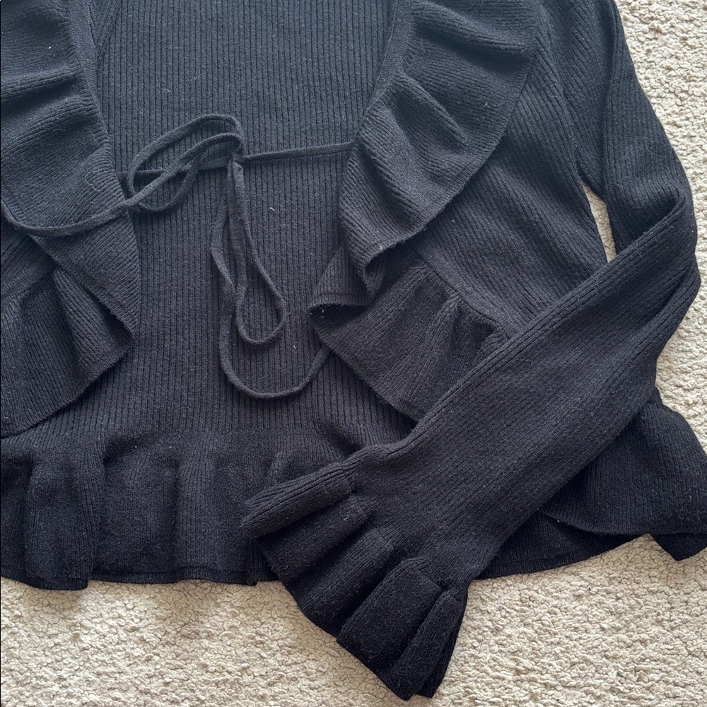 Black Ruffled Cardigan - Picture 3 of 5